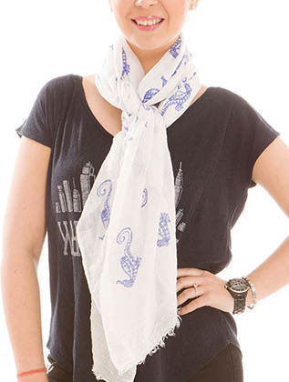 SCARF   SEAHORSE PRINT  JTF99925BLU - Scarvesnthangs
 - 3