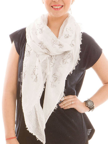 SCARF   ANCHOR PRINT  JTF99926WHT - Scarvesnthangs
 - 2
