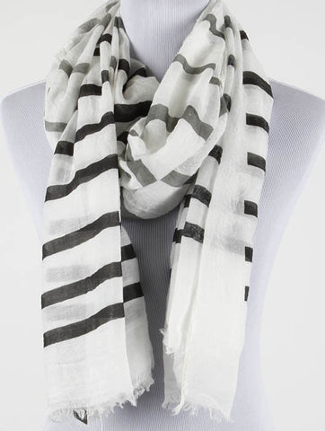 SCARF   STRIPE PRINT  JTF99929BLK - Scarvesnthangs
 - 2