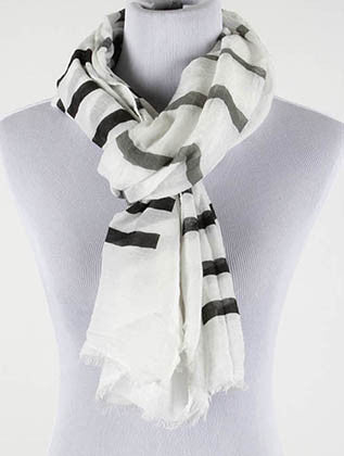 SCARF   STRIPE PRINT  JTF99929BLK - Scarvesnthangs
 - 3