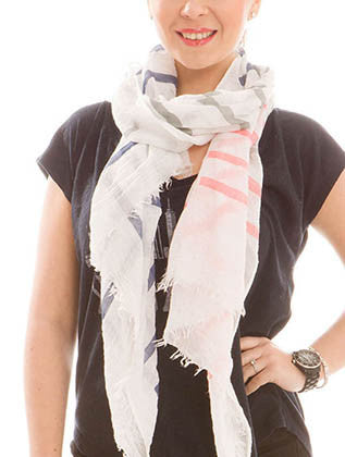 SCARF   STRIPE PRINT  JTF99929GRY - Scarvesnthangs
 - 1