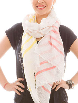 SCARF   STRIPE PRINT  JTF99929YEW - Scarvesnthangs
 - 1