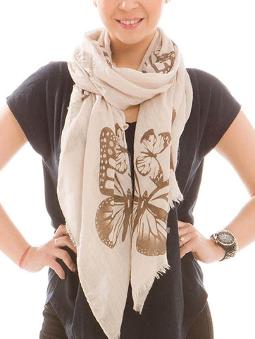 SCARF   BUTTERFLY PRINT  JTF99939BEG - Scarvesnthangs
 - 2