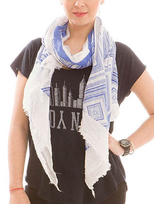 SCARF   GEOMETRIC PRINT  JTF99952BLU