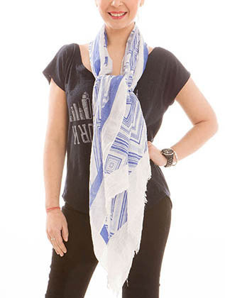 SCARF   GEOMETRIC PRINT  JTF99952BLU - Scarvesnthangs
 - 3
