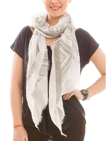 SCARF   GEOMETRIC PRINT  JTF99952GRY - Scarvesnthangs
 - 2