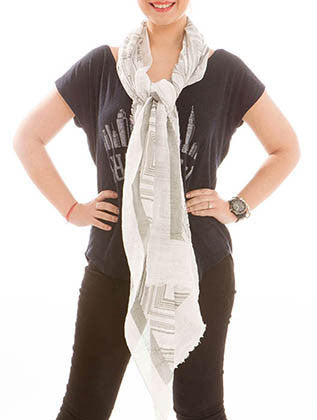 SCARF   GEOMETRIC PRINT  JTF99952GRY - Scarvesnthangs
 - 3