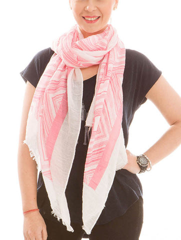 SCARF   GEOMETRIC PRINT  JTF99952PNK - Scarvesnthangs
 - 2