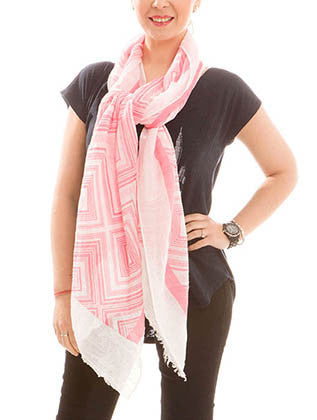 SCARF   GEOMETRIC PRINT  JTF99952PNK - Scarvesnthangs
 - 3