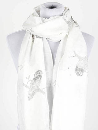 SCARF   OWL PRINT  JTF99953WHT - Scarvesnthangs
 - 1
