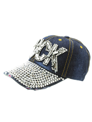 HAT AND CAP   LUCITE STONE  JTH99129DBLUCLR - Scarvesnthangs
 - 2