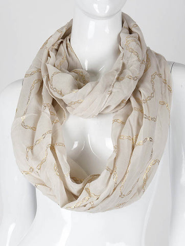 SCARF   METALLIC CHAIN PRINT  KHF992421EIVY - Scarvesnthangs
 - 2