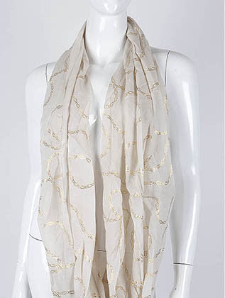 SCARF   METALLIC CHAIN PRINT  KHF992421EIVY - Scarvesnthangs
 - 3