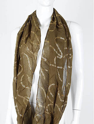 SCARF   METALLIC CHAIN PRINT  KHF992421EOLV - Scarvesnthangs
 - 3