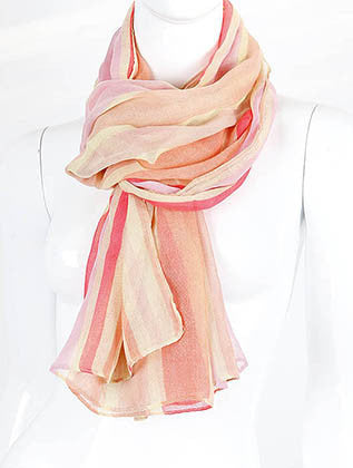 SCARF   FLUORESCNET AND PASTEL STRIPE  KHF99317PNK - Scarvesnthangs
 - 3