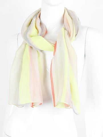 SCARF   FLUORESCNET AND PASTEL STRIPE  KHF99317YEW - Scarvesnthangs
 - 2