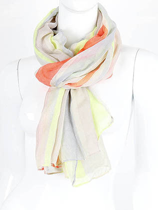 SCARF   FLUORESCNET AND PASTEL STRIPE  KHF99317YEW - Scarvesnthangs
 - 3