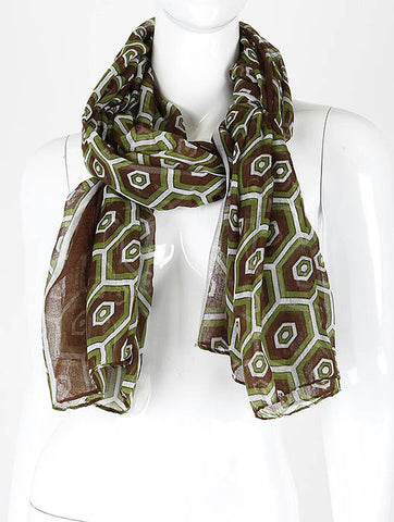 SCARF   HEXAGON PRINT  KHF993221BRO - Scarvesnthangs
 - 2