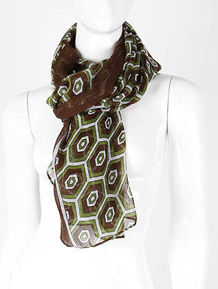SCARF   HEXAGON PRINT  KHF993221BRO - Scarvesnthangs
 - 3