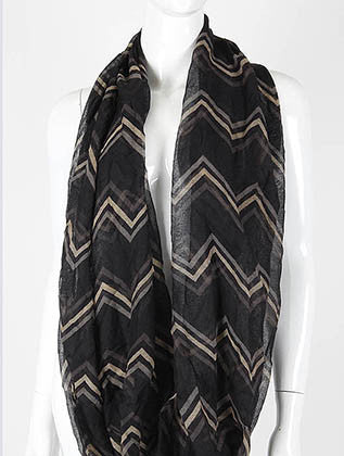 SCARF   CHEVRON PRINT  KHF993571BLK - Scarvesnthangs
 - 3