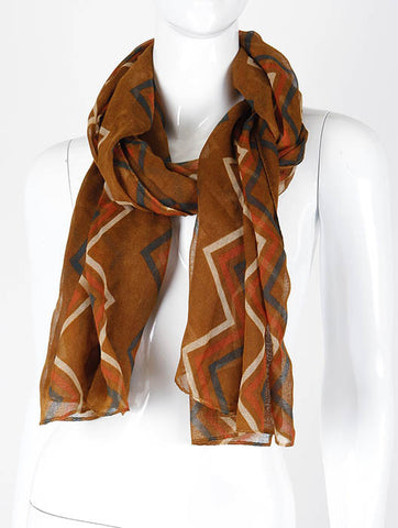 SCARF   ZIG ZAG PRINT  KHF993571BRO - Scarvesnthangs
 - 2