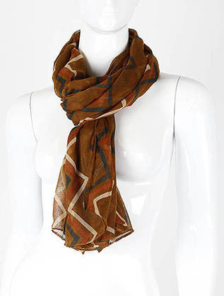 SCARF   ZIG ZAG PRINT  KHF993571BRO - Scarvesnthangs
 - 3
