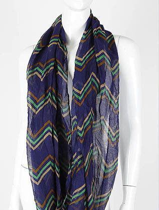 SCARF   ZIG ZAG PRINT  KHF993571EBLU - Scarvesnthangs
 - 3