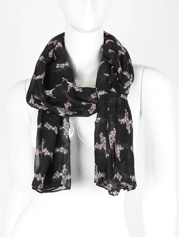 SCARF   FLORAL CROSS PRINT  KHF99364BLK - Scarvesnthangs
 - 2
