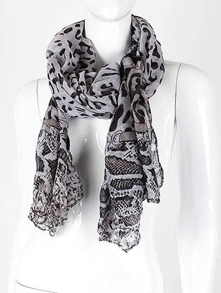 SCARF   ANIMAL CHAIN PRINT  KHF994031BLK - Scarvesnthangs
 - 1