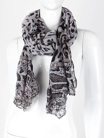 SCARF   ANIMAL CHAIN PRINT  KHF994031BLK - Scarvesnthangs
 - 2