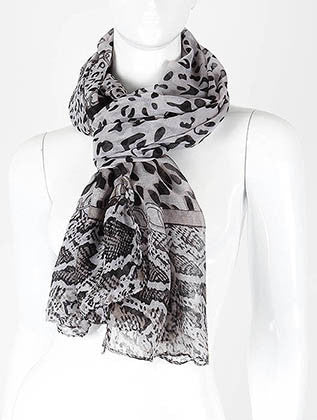 SCARF   ANIMAL CHAIN PRINT  KHF994031BLK - Scarvesnthangs
 - 3