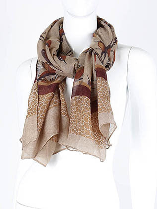SCARF   BIRD PRINT  KHF994421BRO - Scarvesnthangs
 - 1
