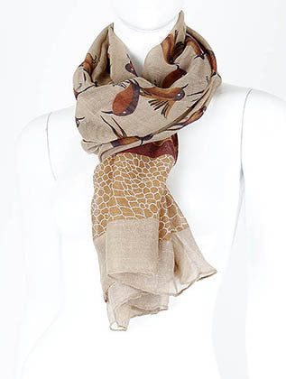 SCARF   BIRD PRINT  KHF994421BRO - Scarvesnthangs
 - 3