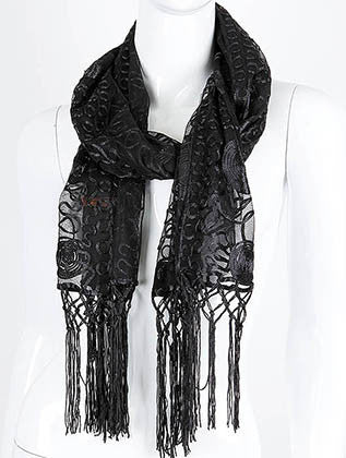 SCARF   PATTERNED THREAD  KHF99527BLK - Scarvesnthangs
 - 1