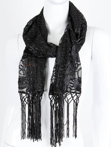 SCARF   PATTERNED THREAD  KHF99527BLK - Scarvesnthangs
 - 2