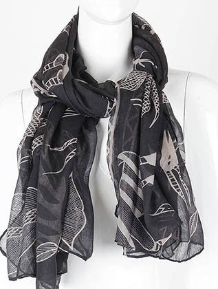 SCARF   AFRCAN ANIMAL PRINT  KHF99596BLK - Scarvesnthangs
 - 1