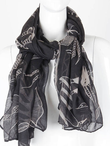SCARF   AFRCAN ANIMAL PRINT  KHF99596BLK - Scarvesnthangs
 - 2