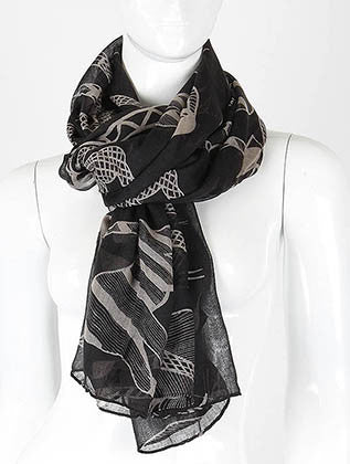 SCARF   AFRCAN ANIMAL PRINT  KHF99596BLK - Scarvesnthangs
 - 3