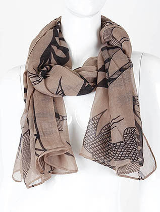 SCARF   AFRCAN ANIMAL PRINT  KHF99596BRO - Scarvesnthangs
 - 1