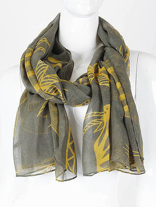SCARF   AFRCAN ANIMAL PRINT  KHF99596GRN - Scarvesnthangs
 - 1