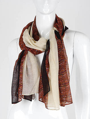 SCARF   HALF PRINT  KHF995982BEG - Scarvesnthangs
 - 1