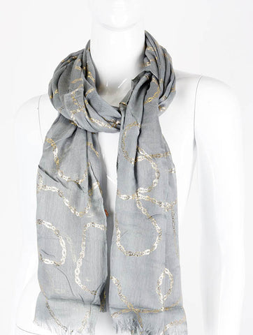 SCARF   METALLIC CHAIN PRINT  KHF99610GRN - Scarvesnthangs
 - 2