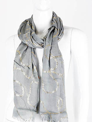 SCARF   METALLIC CHAIN PRINT  KHF99610GRN