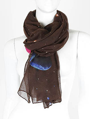 SCARF   SPACE PRINT  KHF99635BRO - Scarvesnthangs
 - 3