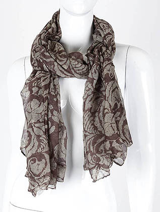 SCARF   FLORAL PRINT  KHF996701BRO - Scarvesnthangs
 - 1