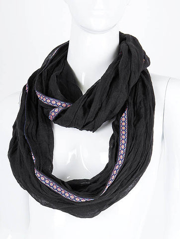 SCARF   PATTERNED BORDER  KHF99733EBLK - Scarvesnthangs
 - 2