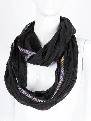 SCARF   PATTERNED BORDER  KHF99733EBLK