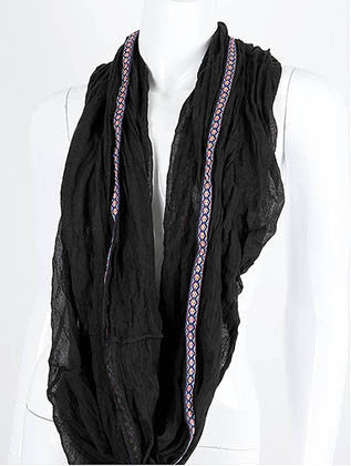 SCARF   PATTERNED BORDER  KHF99733EBLK - Scarvesnthangs
 - 3