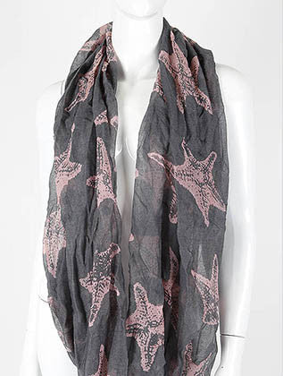 SCARF   STARFISH PRINT  KHF99755GRY - Scarvesnthangs
 - 3