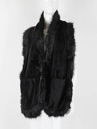 SCARF   FAUX FUR TRIM  KHF99833BLK - Scarvesnthangs
 - 1